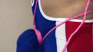 my new WRESTLING SINGLET ** Tied up COCK and BALLS **