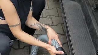 first time fucking in our new car! 9 months pregnant lactating, squirting, deepthroat