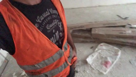 Perverted plumber gets horny while he's working on radiator plumbing in construction
