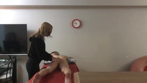 Legit Blonde Masseuse Giving in to Huge asian Cock 1st appointment pt1
