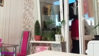 husband went to shower, wife without panties seduced friend