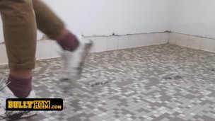 Nerdy College Boy Receives Ass Rough Treatment By The Janitor After Ruining His Clean Bathroom Floor