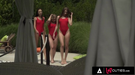LEZ CUTIES - Red Hot Russian Girlies Soak Up The Sun During SUPER HOT Threesome!