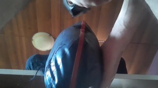 Hogtied in pantyhose and high heels, rough deeptrhroat and huge load of cum in her mouth