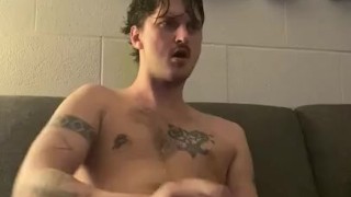 After shower solo jerk off. Young guy cums twice 