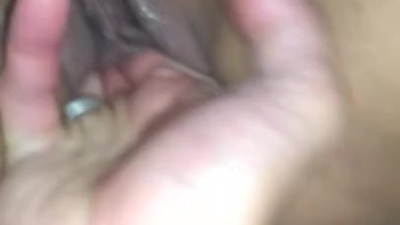 Wife's pussy dilated and full of her lover's cum. Husband check it out
