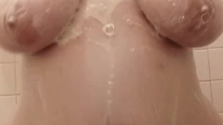 Soapy wet tits in the shower