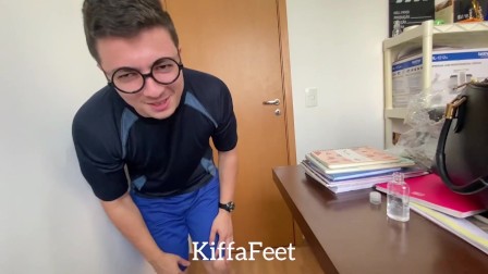 Goddess Kiffa - Computer technician glued on Kiffa`s feet - FOOT WORSHIP - FOOT DOMINATION - FOOT G