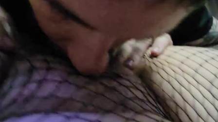 Daddy eats and plays with Luna's fat hairy pussy