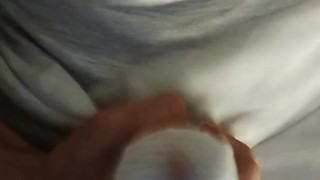 Horny boy moaning and masturbating until he cums inside his transparent shirt.
