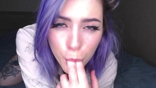 Girl talks to you sweetly while masturbating your cock POV