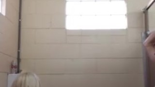 Blonde Slut fucked in public restroom