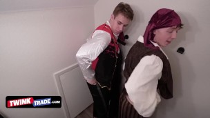 Twink Trade - Hot And Horny Stepdads Put On Costumes And Surprise Their teen Twinks On The Couch