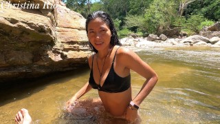 Hot jungle fuck, teen gets horny in nature (CUM IN HER FACE 4K) Christina Rio