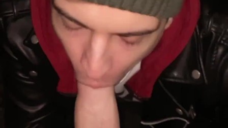 Sucking a big cock and swallowing straight men stranger's cum.