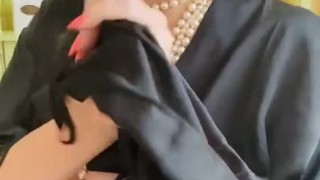 Satin negligee and copper nylons 