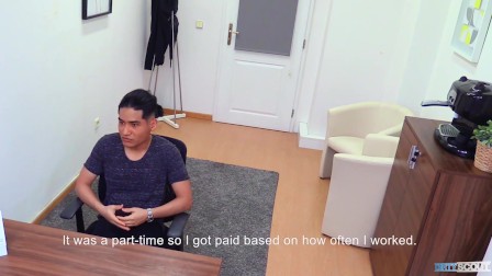 BigStr - Economics University Student Gets His Tight Asshole Fucked For Cash At A Job Interview
