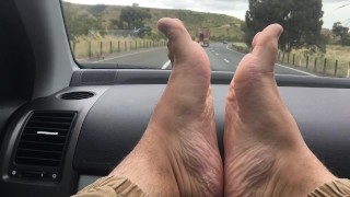 McDonalds drive thru dash feet in public - Golden Arches - Watch me as put on my Mchappy silly socks