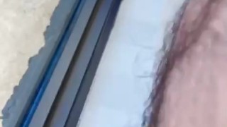 Chub showing off in hotel and cumming on window