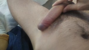 Male Masturbation with a Big Salivated and Wet Cock from a Slim White Boy. Lick The Cum and Swallow