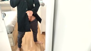 Elegant Man Masturbates His Big Fat Dick and Empties His Cum In Front Of The Mirror