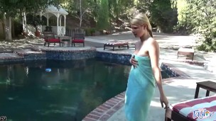 Little Taylor Dildo Solo at Pool