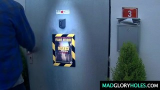 Busty MILF GangBanged in Glory Hole