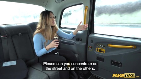 Fake Taxi Cheeky asian passenger gets out and takes a piss in the middle of the road