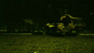 Training a piss slut's wife in a public park.