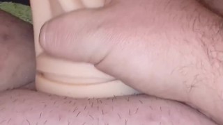 Chubby fast cum with fake pussy flashlight
