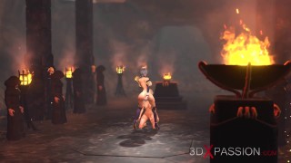 Super hot dickgirl plays with a sexy princess in the medieval castle