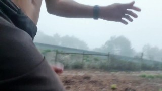 Guy jacking off in public while running and walking until he's almost caught