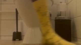 BBC Morning Milking Session on the toilet with Cum Shot