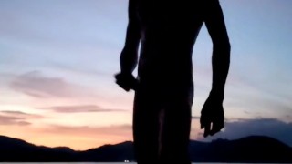 Sunset Fun in Public Beach