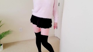 Shy Girl Pretending She Doesn’t Want To Show You What’s Under Her Skirt ;)