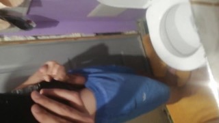 jerked off my big dick at work and finished profusely