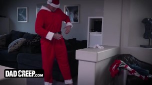 Dad Creep - Cute Boy In Elf Onesie Gets His Tight Asshole Stretched By His Stepdad In Santa Costume