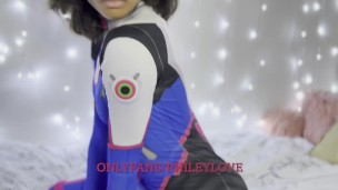 teen Lightskin Ebony Goddess Cosplays as D.Va from Overwatch and Squirts Five Times on BBC