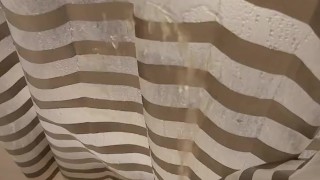 Stroking and pissing all over my shower/myself 