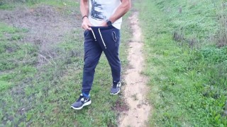 Filming my boyfriend playing his beautiful Cock in public until he almost got caught