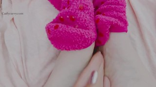 Feet play and teasing with light pink and bright pink socks! 