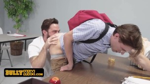 Bully Him - Hot Teacher Fucks Nerdy Student In Classroom And Fills His Tight Asshole With Huge Load
