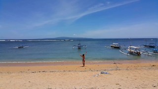 Pussy FLASHING in Paradise # Amateur video on Public Beach among fishermen and locals