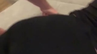 Cum on butt with leggings 