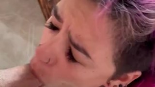 Good girl giving daddy sloppy head