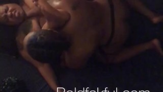 Lesbian Strapping Ebony BBW Deep from Above