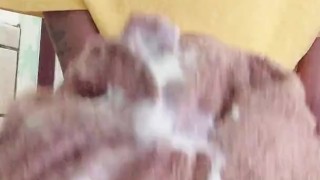 Clean up of cumshot on rag 11:02am Sunday 