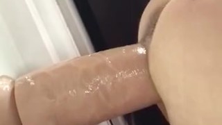 Doggy style monster dildo pussy stretch