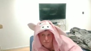 playing with myself in a piggy onesie 🐷🐷🐷