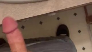 average or small? Cumshot in the bathroom